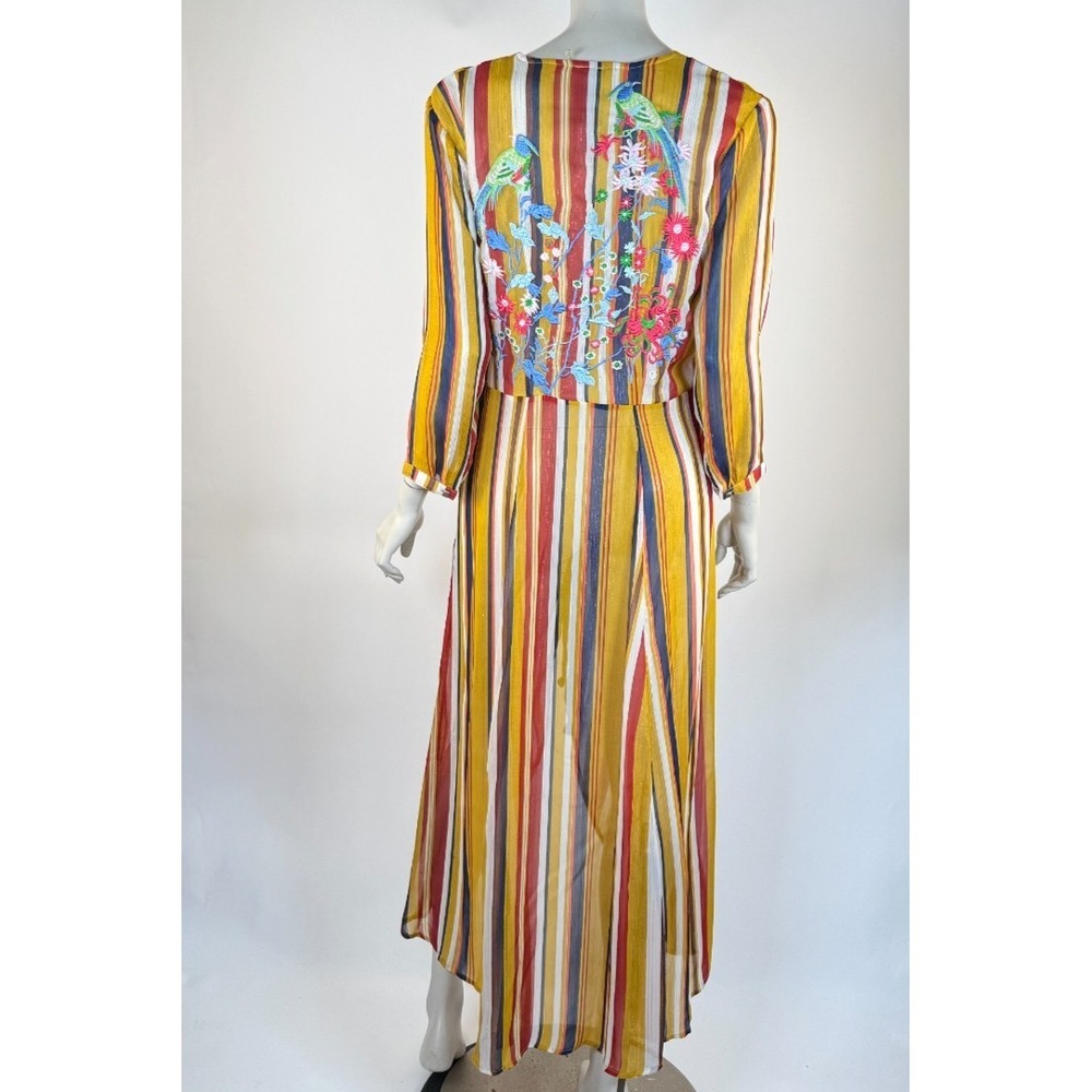 Aratta Silent Journey Embroidered‎ Dress Cover Duster Women S EUC 3/4 Sleeve